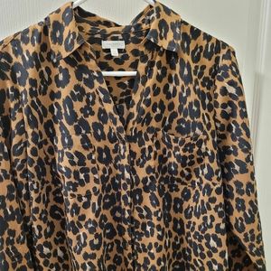 Talbots medium long sleeve button down shirt Animal Print